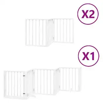 Puerta De Perros Plegable 12 Paneles Madera Álamo Blanca 600 Cm Vidaxl