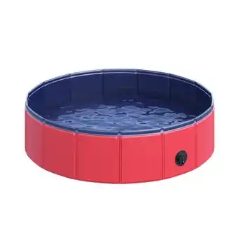 Piscina Plegable Para Mascotas De Pvc, Madera Ø80x20 Cm-pawhut. Rojo