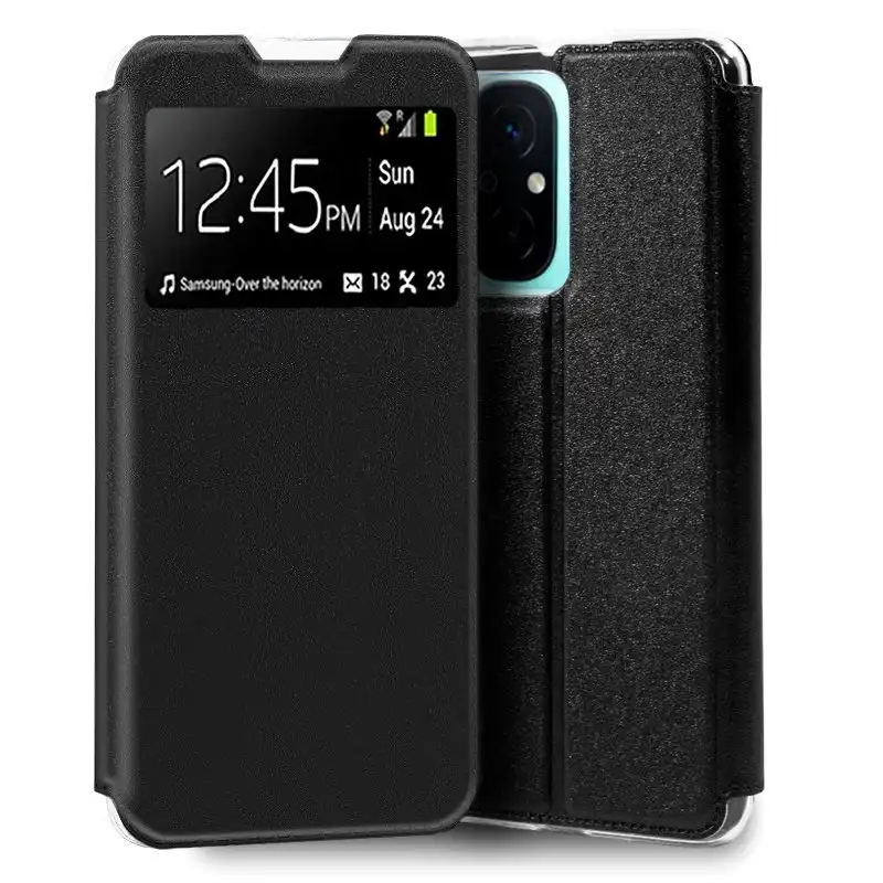 Cool Funda Flip Cover Liso Negro para Xiaomi Redmi 12C