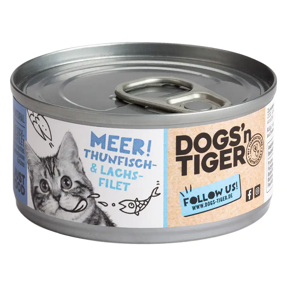 Dogs'n Tiger Cat filetes finos 12 x 70 g para gatos - Filete de atún y salmón