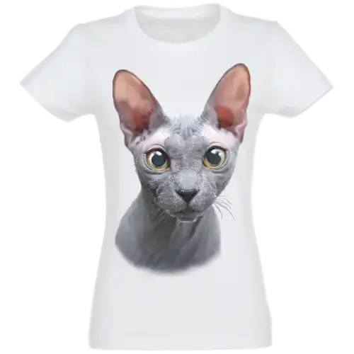 Camiseta Mujer Gato Egipcio color Blanco