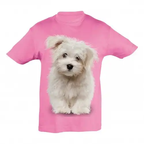 Camiseta Niño Bichón Maltés color Rosa