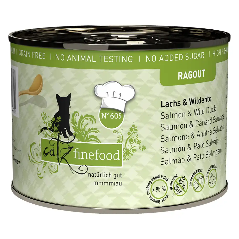 catz finefood Ragout 6 x 190 g - Nº 605 Salmón y pato salvaje