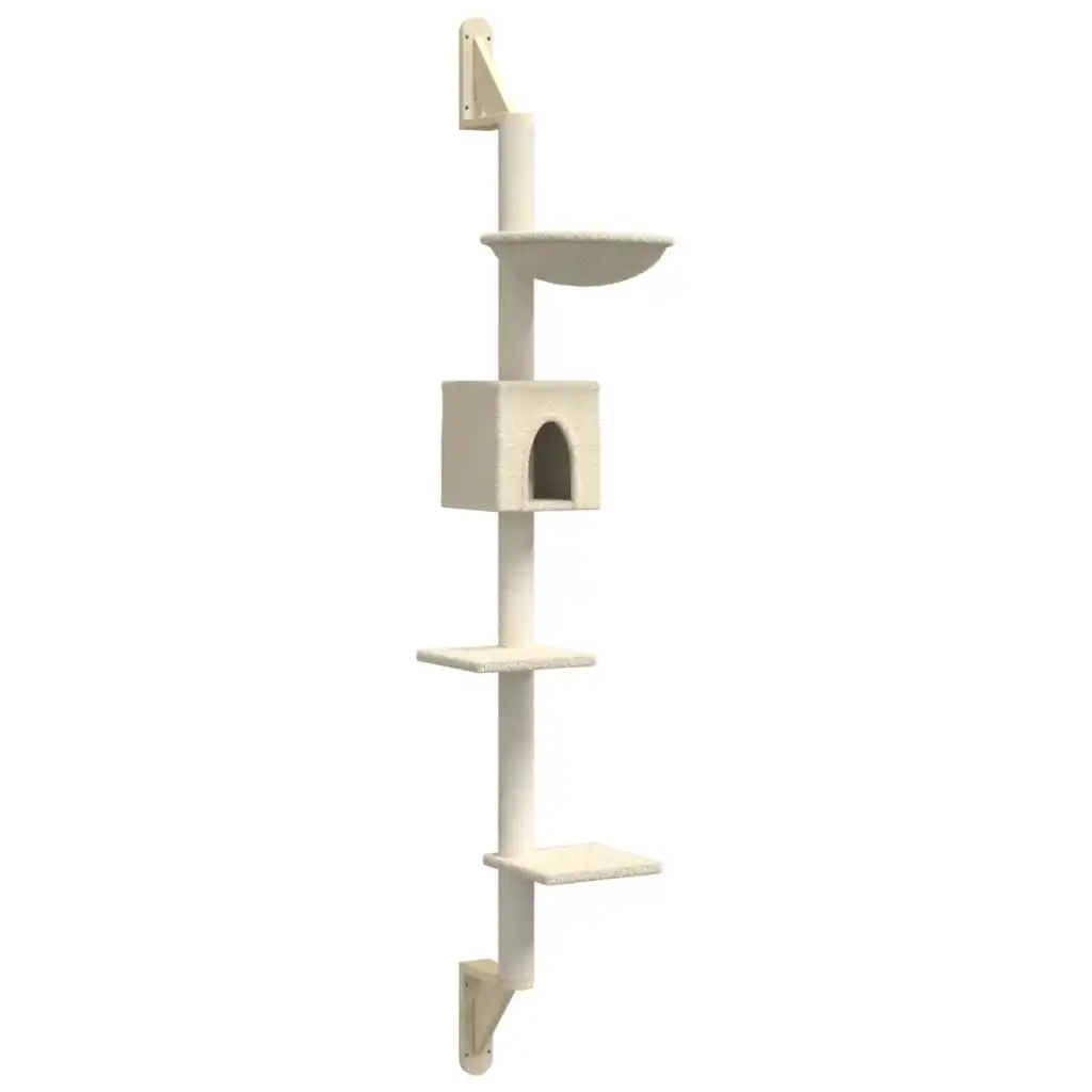 vidaXL Árbol rascador para gatos de pared crema 187 cm