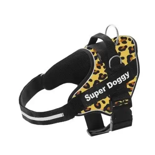 Arnés Super Doggy personalizado leopardo color Amarillo