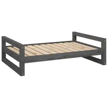 Cama Para Perros Madera Maciza De Pino Gris 95,5x65,5x28 Cm Vidaxl