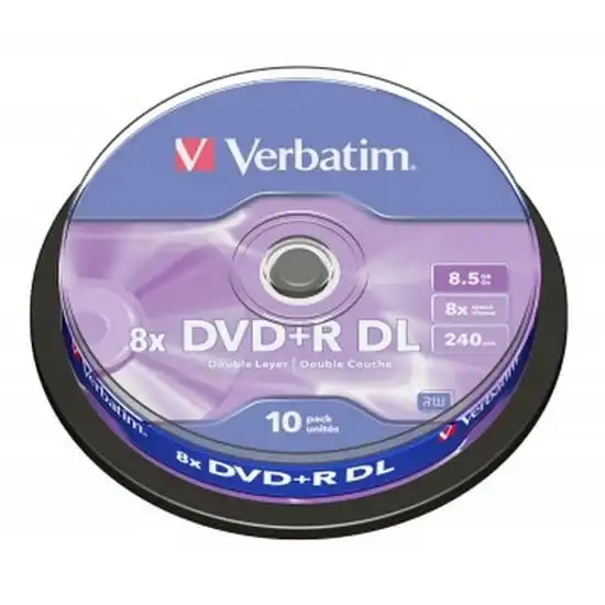Verbatim DVD+R DL Doble Capa 8x 8.5GB Tarrina 10 Unds