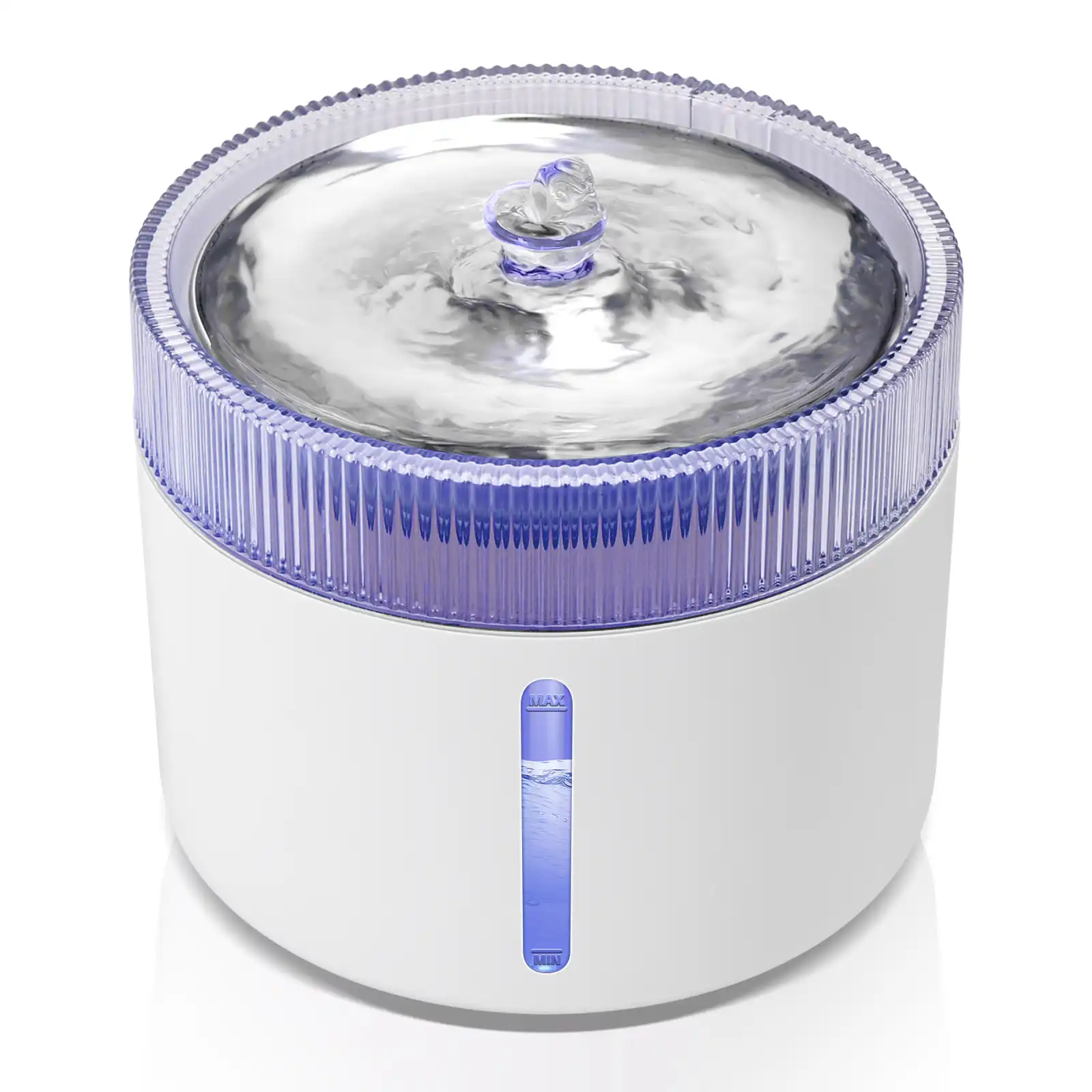 Nobleza - Fuente para Gatos 2L, Fuente de Agua para Mascotas Ultra Silenciosa, Luz LED Inteligente, con Filtros De Carbón Activado Y Bomba De Agua, Apto para Múltiples Mascotas, Blanco