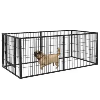 Parque Para Perros Pawhut De Acero 82,5-150x79x61 Cm Negro