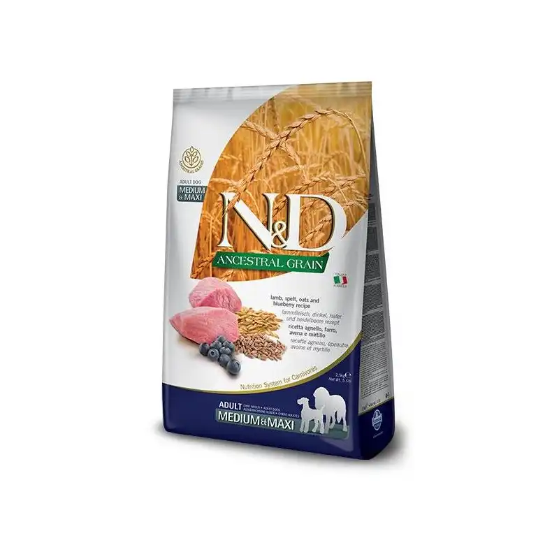 Farmina ND Dog Ancestral Grain Medium Maxi Cordero pienso para perros, Peso 2,5 Kg.