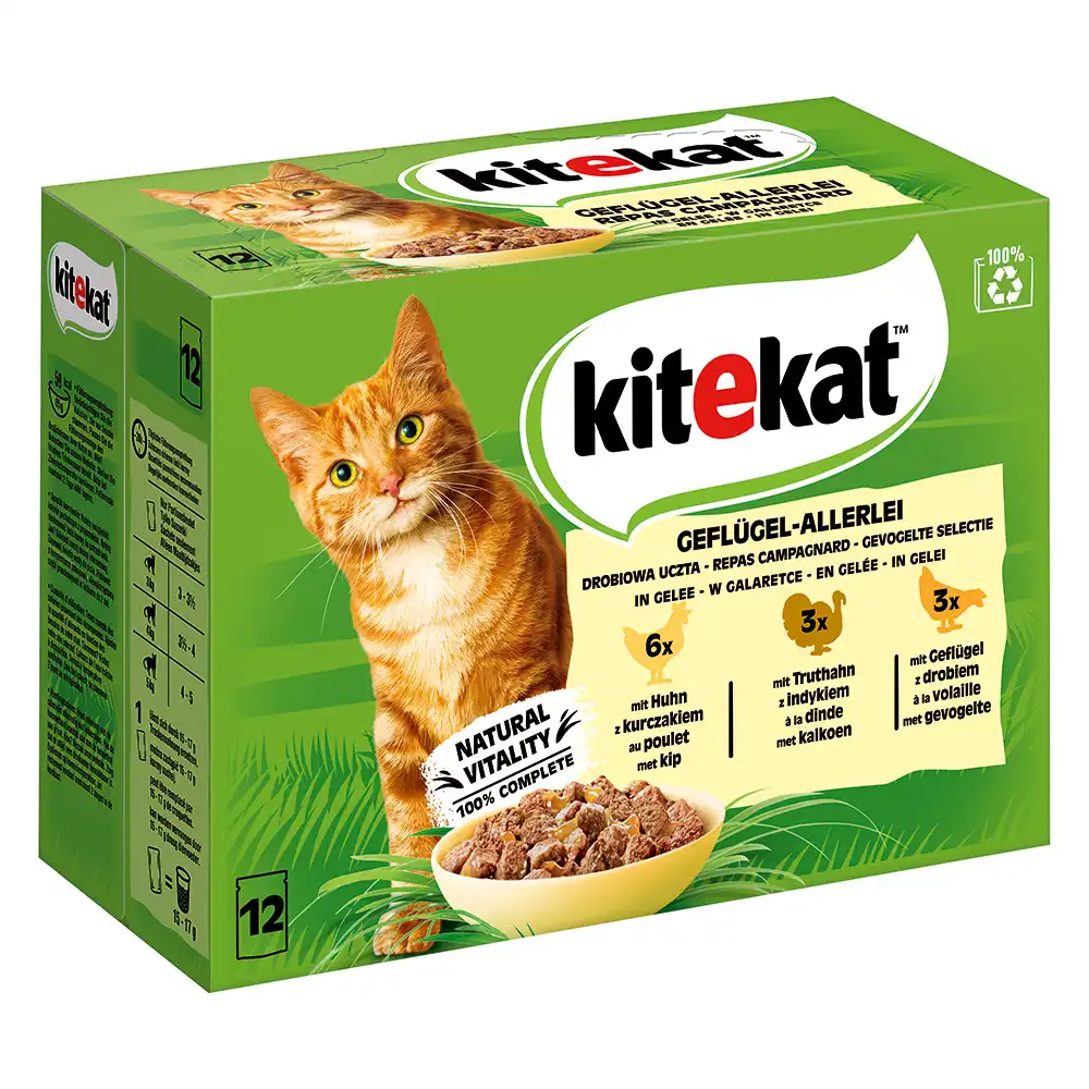 Kitekat en sobres 48 x 100 g - Pack Ahorro - Selección de aves en gelatina