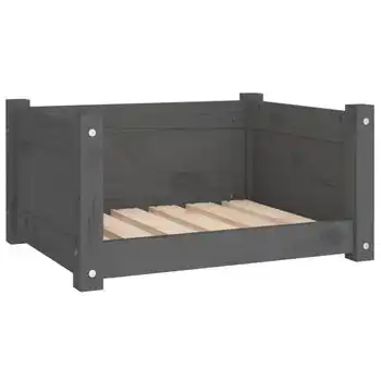 Cama Para Perros Madera Maciza De Pino Gris 55,5x45,5x28 Cm Vidaxl