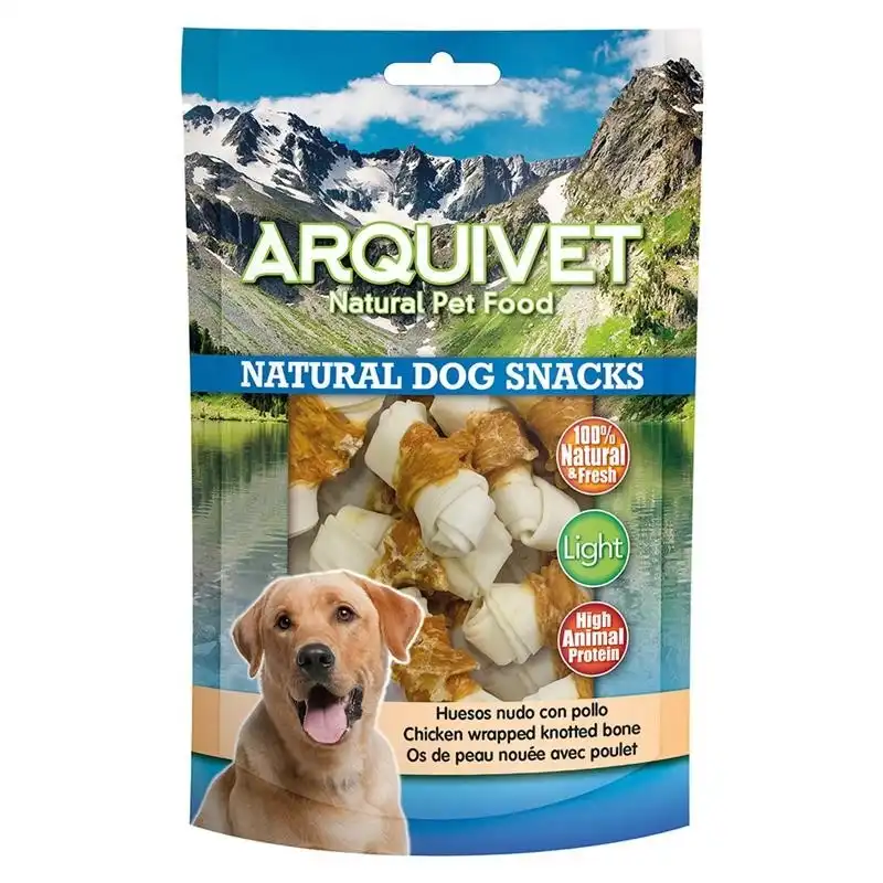 Huesos nudo con pollo 100g Snack para perros, Unidades 12 unidades