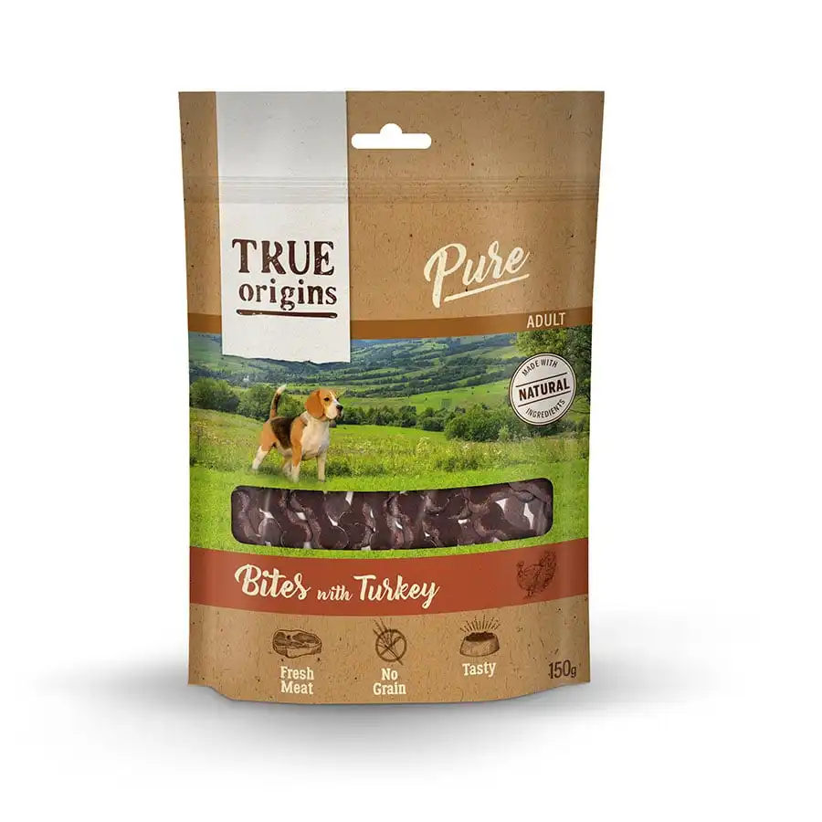 True Origins Pure Adult Pavo Bocaditos para perros