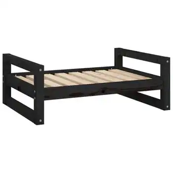 Cama Para Perros Madera Maciza De Pino Negro 75,5x55,5x28 Cm Vidaxl