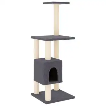 Rascador Para Gatos Con Postes De Sisal Gris Oscuro 104 Cm Vidaxl