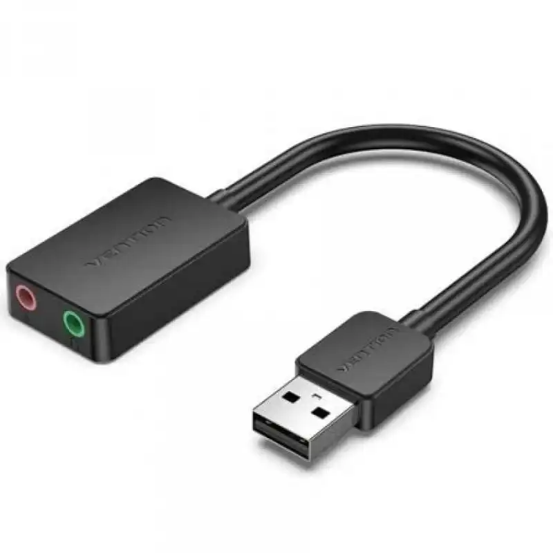 Vention Tarjeta De Sonido Externa USB de 2 Puertos 0.15m Negro
